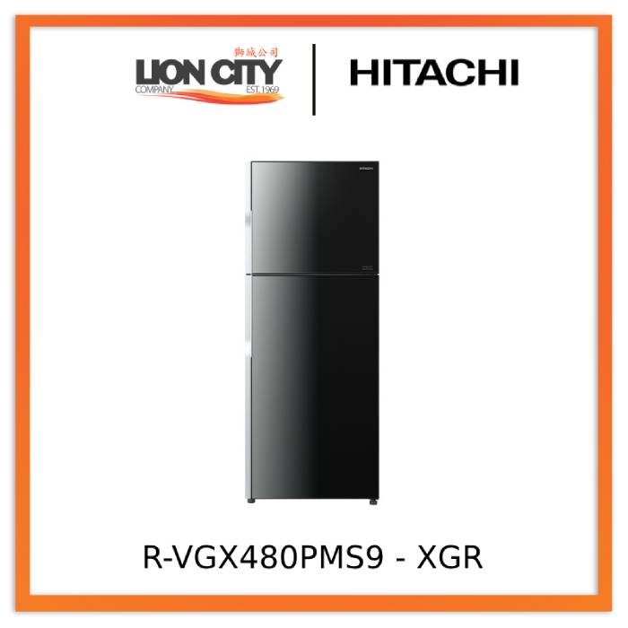 Hitachi RVGX480PMS9 - GBK / XRZ / XGR 2-Door Deluxe Glass Inverter Refrigerator