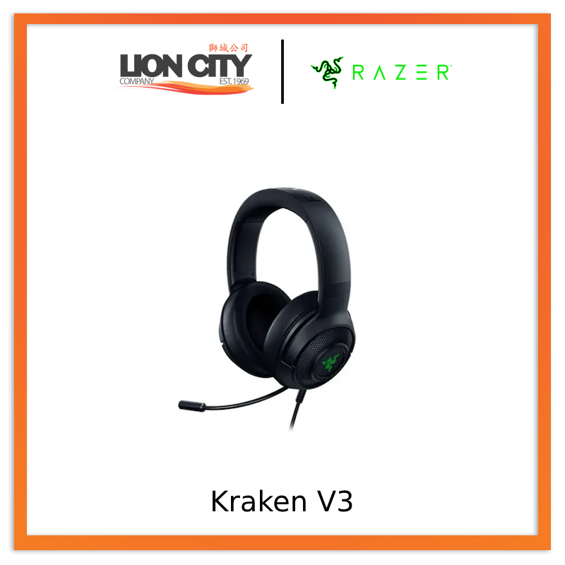 Razer Kraken V3 - Wired USB Gaming Headset with Razer Chroma RGB, TriForce Titanium 50mm Drivers, THX Spatial Audio