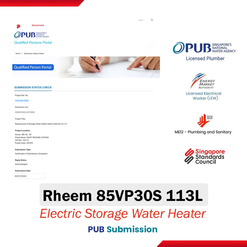 Rheem 113L Electric Storage Water Heater 85VP30S 113L