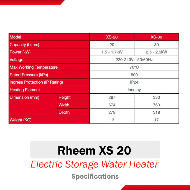 Rheem 20L Electric Storage Water Heater XS 20L