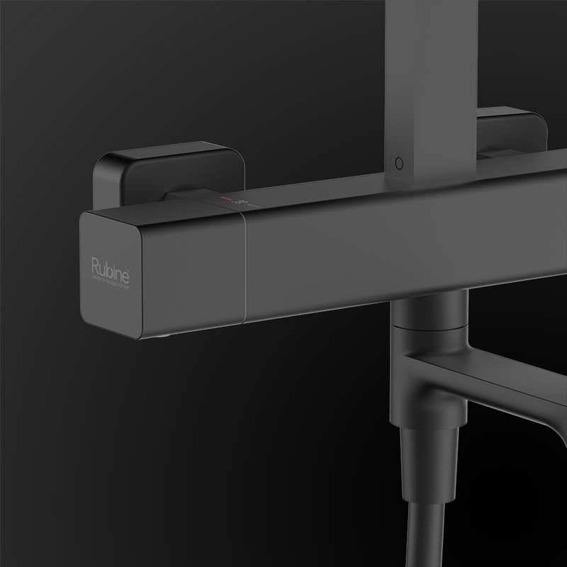 Rubine RSC-THERMO-S41-BK Rainshower Column Mixer Matte Black