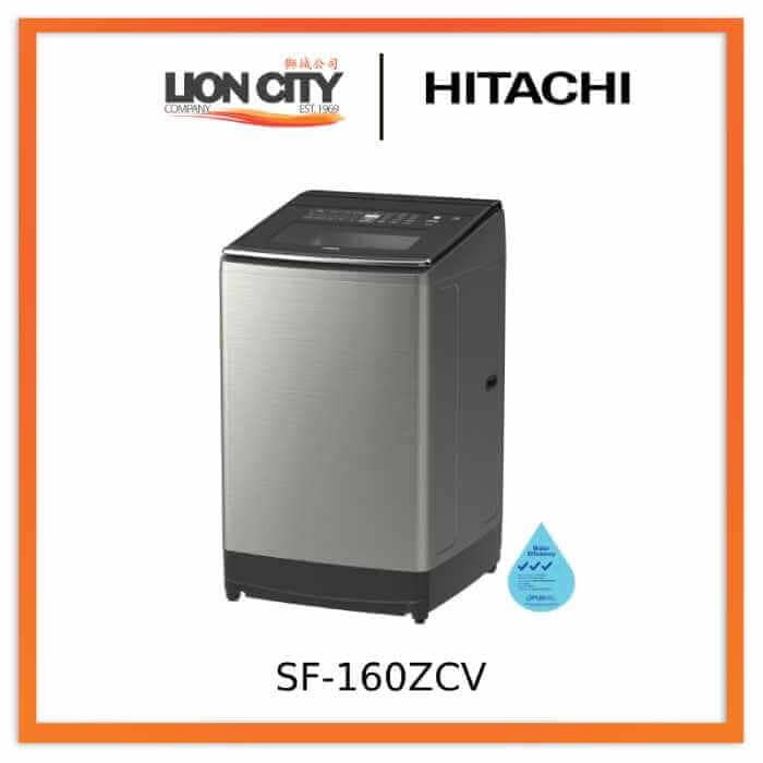 Hitachi SF-160ZCV 16KG Top Loading Washing Machine - Stainless Look Silver