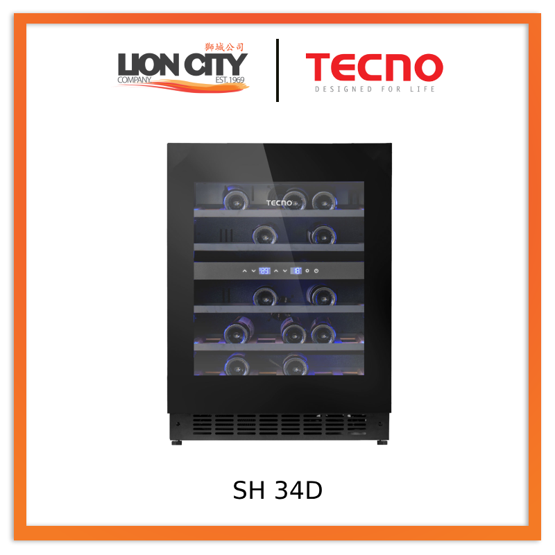 Tecno SH 34D 34 Bottle Built-in Wine Chiller (Full Black) SH34D