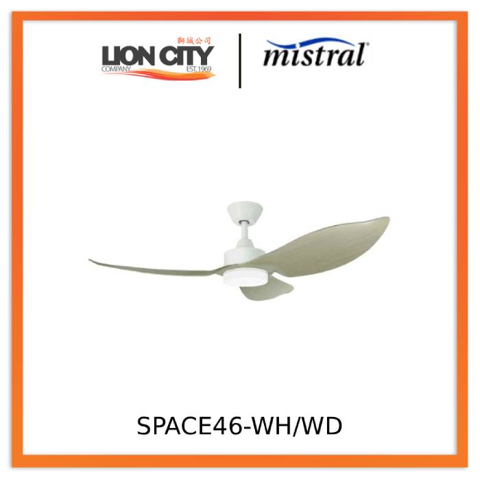 D'fan SPACE46-WH/WD 46in Ceiling Fan With Light (White/wood) (Installation Charges Applies) - Lion City Company