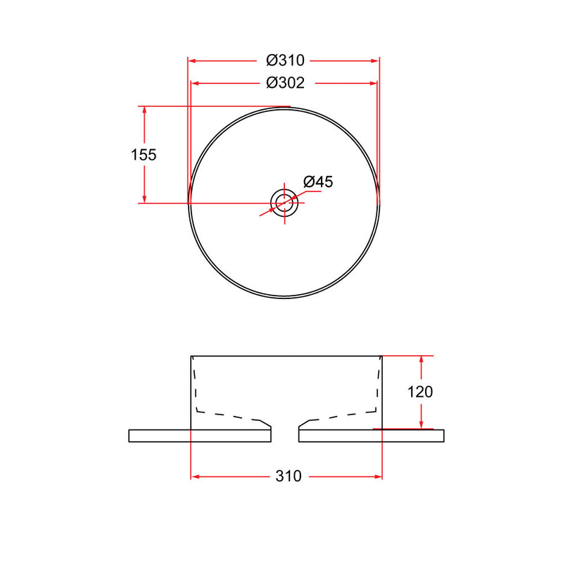 Rubine SPIN 30 Ceramic Basin Gloss White
