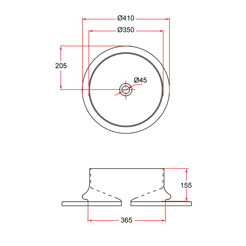Rubine SPIN 41B-BK Ceramic Basin