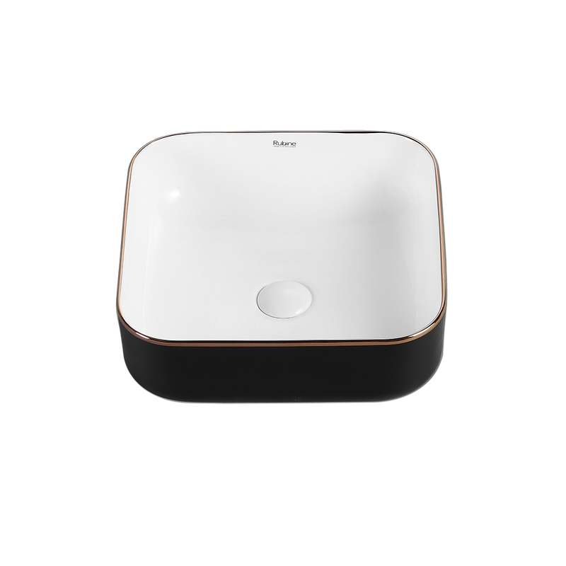 Rubine SQ 40-BW Ceramic Basin Matte Black/White