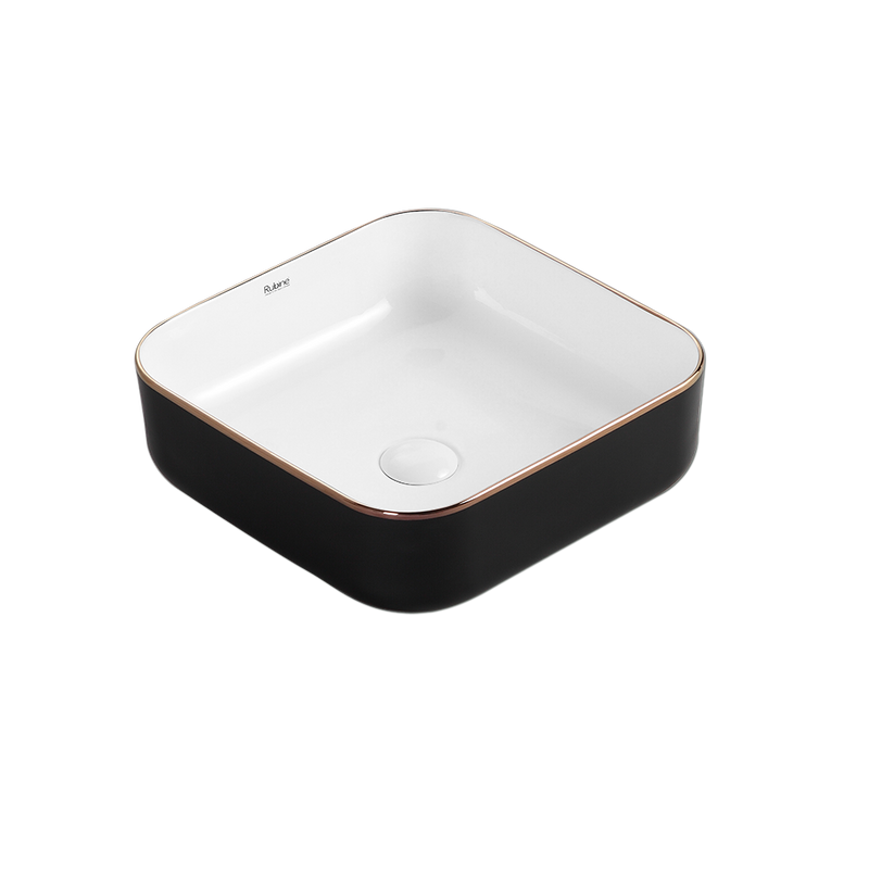 Rubine SQ 40-BW Ceramic Basin Matte Black/White