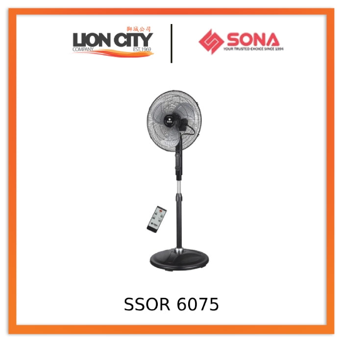 Sona SSOR 6075 20" Remote Power Stand Fan (130W)