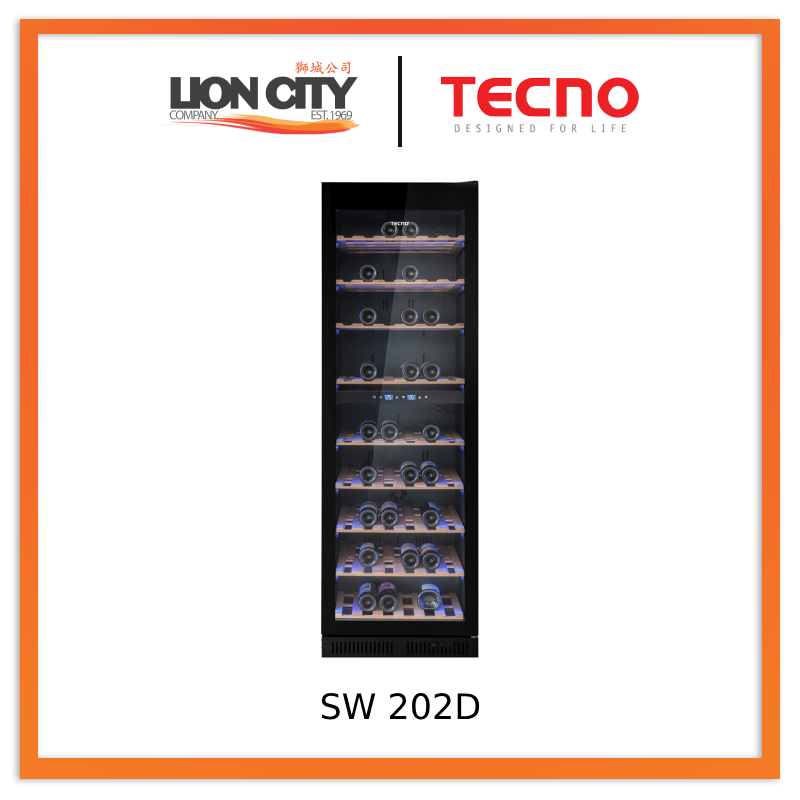 Tecno SW 202D 171-Bottle Built-in Wine Chiller (Full Black) SW202D