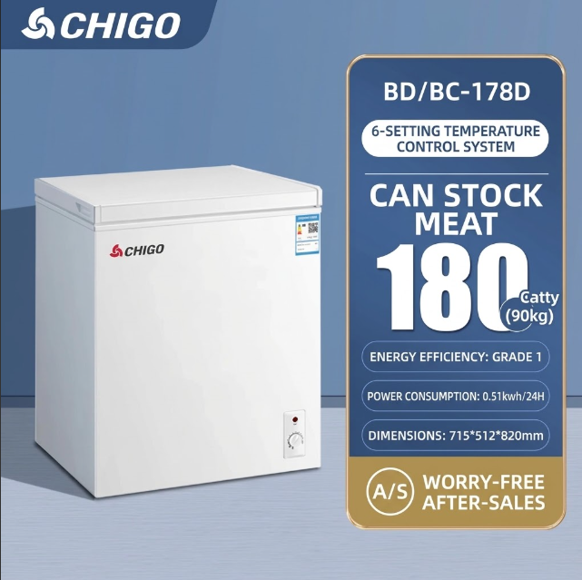 Chigo First-level Energy-Saving Broker Home Small Frozen Non-Frostless Refueling Dual-use Mini Commercial Cold Cabinet