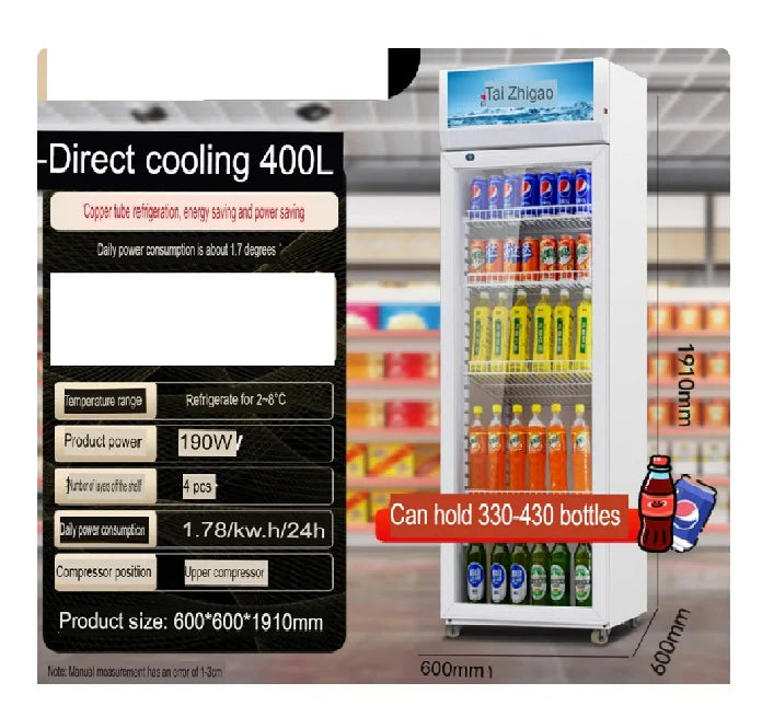Chigo LSC-409GK Beverage Chiller Showcase 400 Litres (330-430 Bottles) - Lion City Company