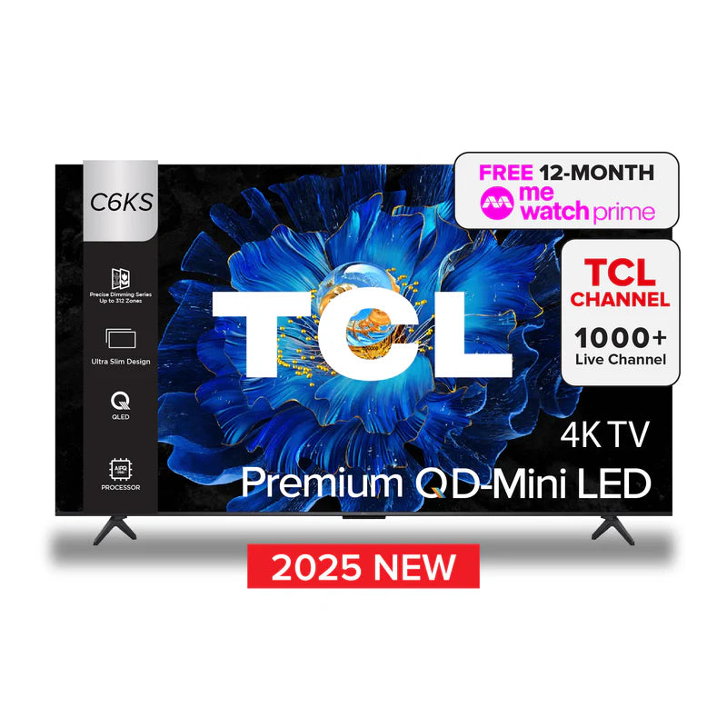 TCL C6KS 4K QD Mini-LED TV 55"/65"/75" AI Smart Google TV
