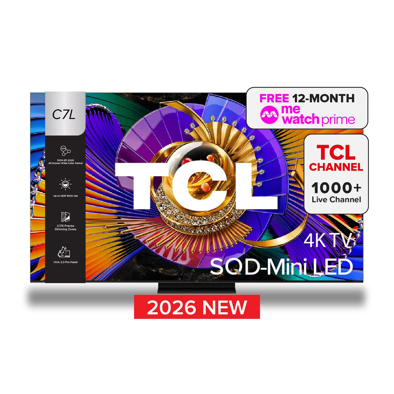 TCL C7L QD-MiniLED 4K TV 55-75-inch, 1624 Zones, 3000 nits
