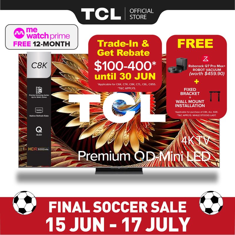 TCL C8K QD-Mini LED TV 65‑98 Inch HDR 4500 Nits