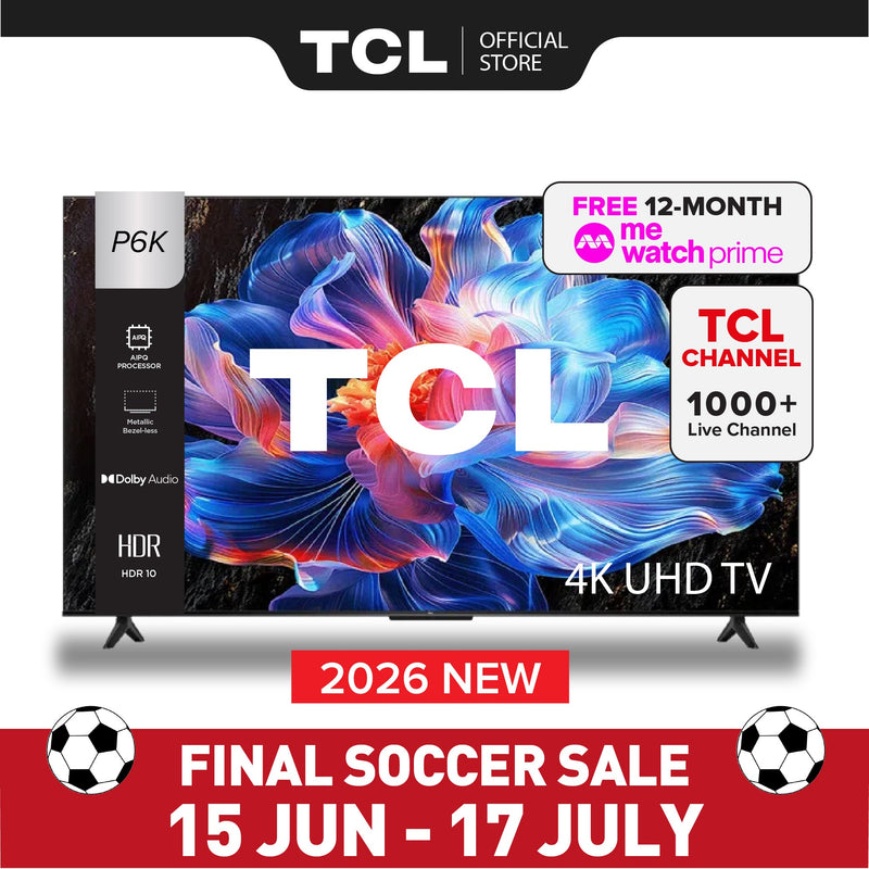 TCL P6K 4K Smart TV AI Google 43‑65 Inch