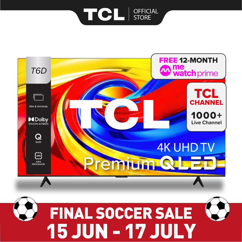 TCL T6D Premium QLED TV Google Dolby Vision 50in