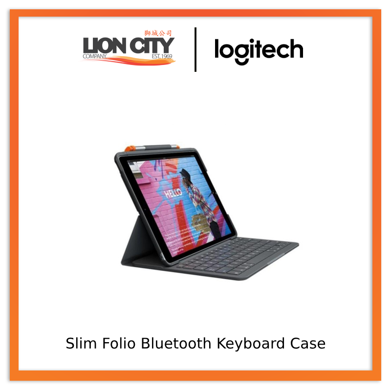 Logitech Slim Folio Bluetooth Keyboard Case For iPad 10.2" 7th, 8th and 9th Gen, Slim Style, Total Comfort