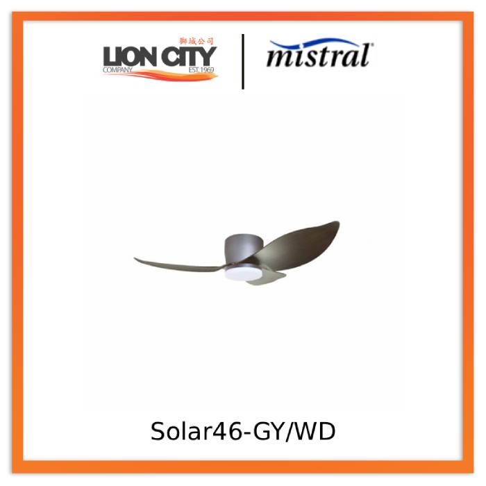 Mistral Solar46-GY/WD Ceiling Fan-46", Huggger, 24W LED Grey/Wood