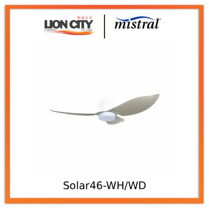Mistral Solar46-WH/WD Ceiling Fan-46", Huggger, 24W LED White