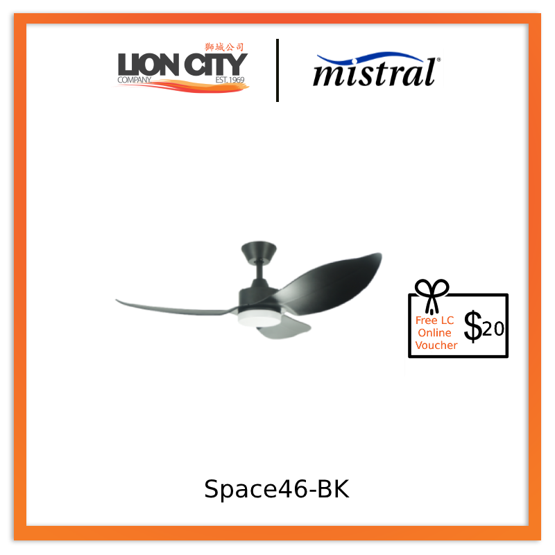 D'FAN SPACE46-BK 46IN CEILING FAN WITH LIGHT (BLACK) (INSTALLATION CHARGES APPLIES)