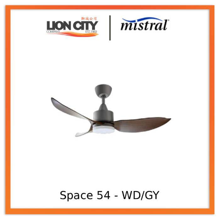 Mistral Space 54-BK/WH/"WD/WH"/"WD/GY" 54” Ceiling Fan
