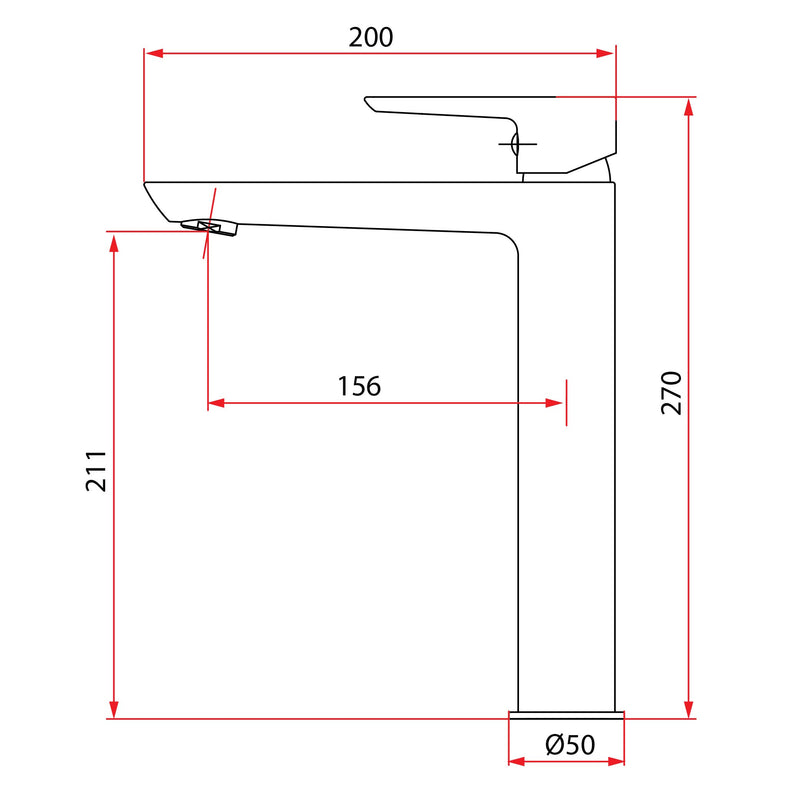 Rubine STYLO 9121 LX Tall Basin Mixer Chrome