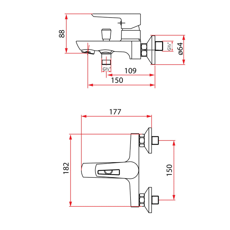 Rubine STYLO 9161 WH Bath Mixer