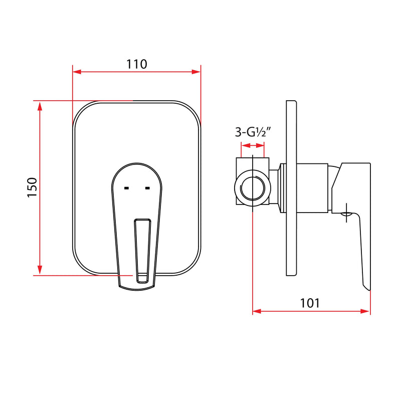 Rubine STYLO 9168 Concealed Shower Mixer Chrome