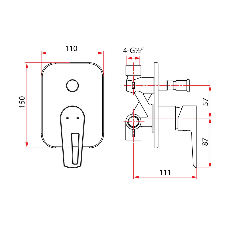 Rubine STYLO 9169 Concealed Bath Mixer Chrome