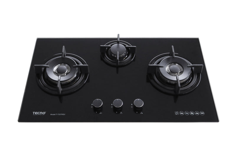 Tecno 76cm 3-Burner Tempered Glass Hob T 733TRSV