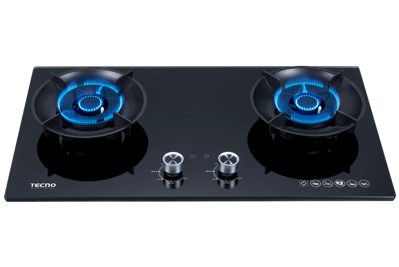 Tecno 76cm 2-Burner Glass Cooker Hob T 762FLIP-T