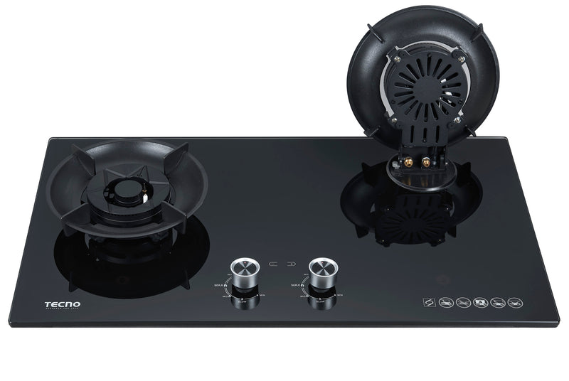 Tecno 76cm 2-Burner Glass Cooker Hob T 762FLIP-T