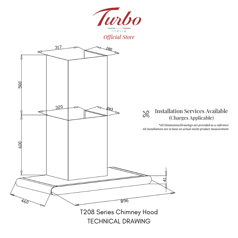Turbo Italia TIA800B-BK Induction Hob + T208-90 Cooker Hood Bundle