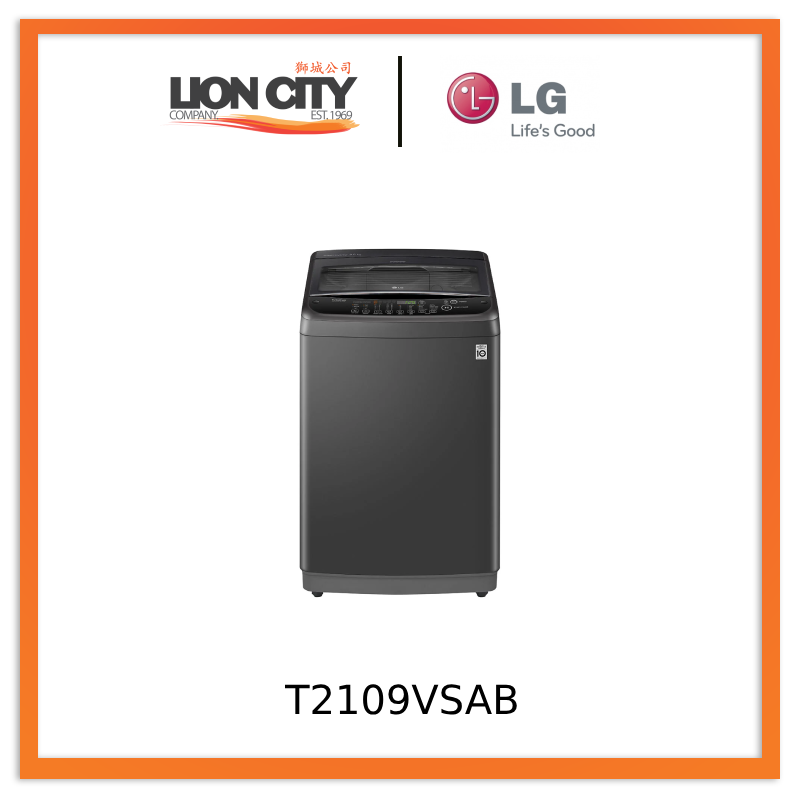 LG T2109VSAB Smart Inverter Top Load Washing Machine, 9KG, Black