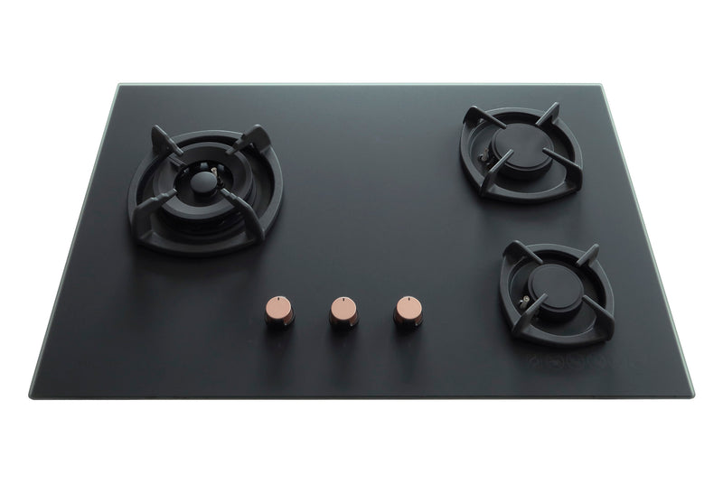 Tecno 70cm 3-Burner Tempered Glass Cooker Hob T23TGSV