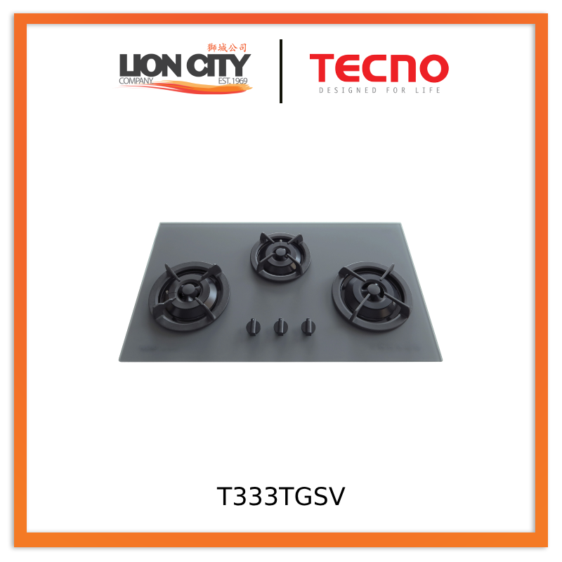 Tecno Uno T 333 TGSV / OPWH Toughened Glass Hob (SCHOTT) Optic White/Matte Grey / Matte Black 86cm, V.V.S  3 Burners (2x Big, 1x Medium)