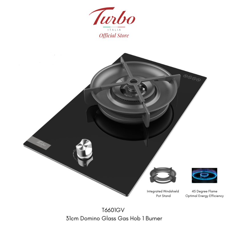 Turbo Italia T6601GV 31cm 1-Burner Built-in Glass Gas Hob
