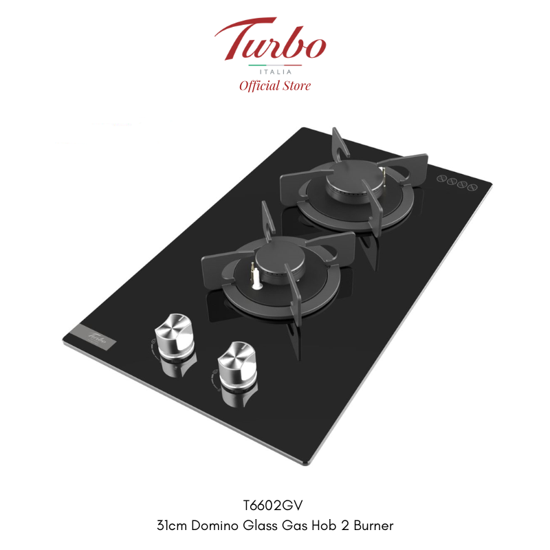 Turbo Italia T6602GV 31cm 2-Burner Built-in Glass Gas Hob