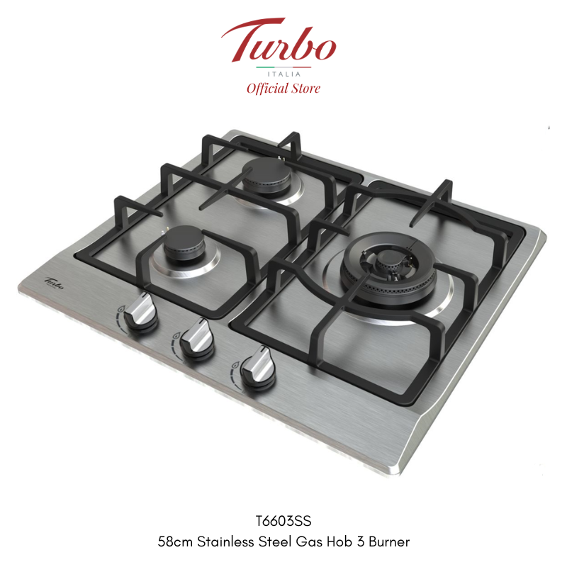 Turbo Italia T6603SS 58cm 3-Burner Stainless Steel Hob