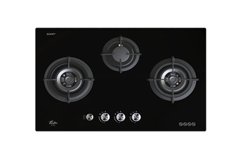 Turbo Incanto T773GV-BK 77cm 3-Burner Built-in Glass Hob