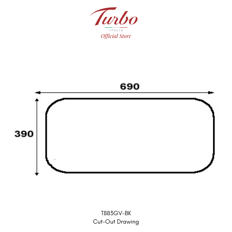 Turbo Incanto T883GV-BK 88cm 3-Burner Built-in Glass Hob