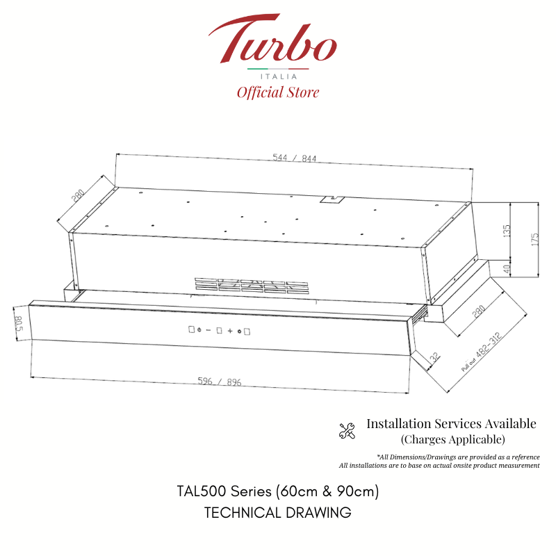 Turbo Italia TAL500BK Telescopic Hood