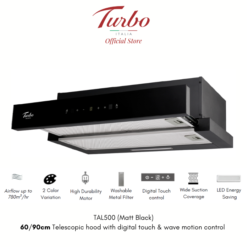 Turbo Italia TAL500BK Telescopic Hood