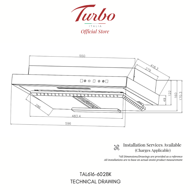 Turbo Italia TAL616-602 60cm Slim Hood
