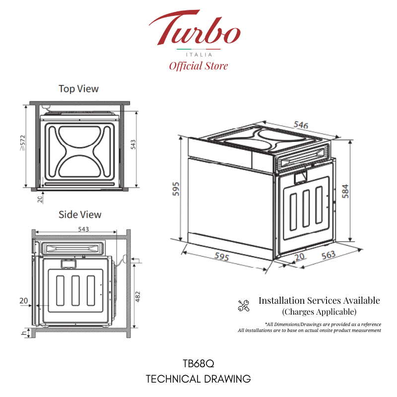 Turbo Italia TB68Q 66L Built-in Combi Steam Oven