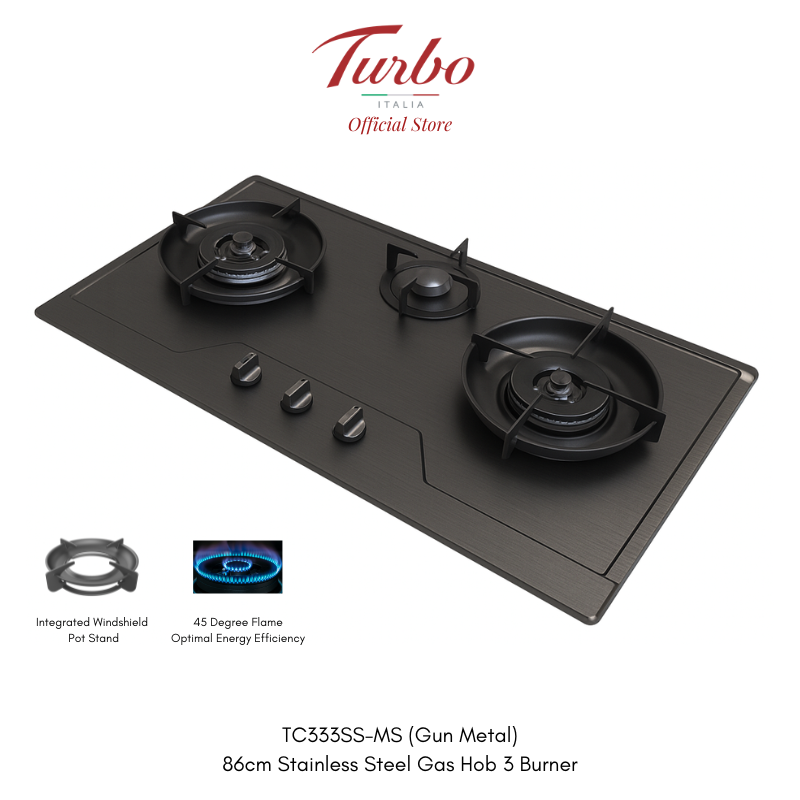 Turbo Italia TC333SS-MS 86cm 3-Burner Stainless Steel Hob