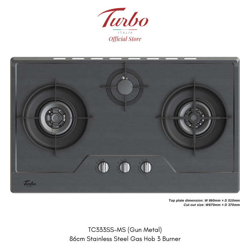 Turbo Italia TC333SS-MS 86cm 3-Burner Stainless Steel Hob