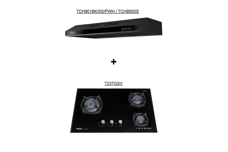Tecno 75cm Cooker Hob and Slimline Hood Package TCH901 + T23TGSV