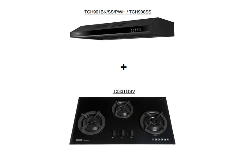 Tecno 86cm Cooker Hob and Slimline Hood Package TCH901 + T333TGSV